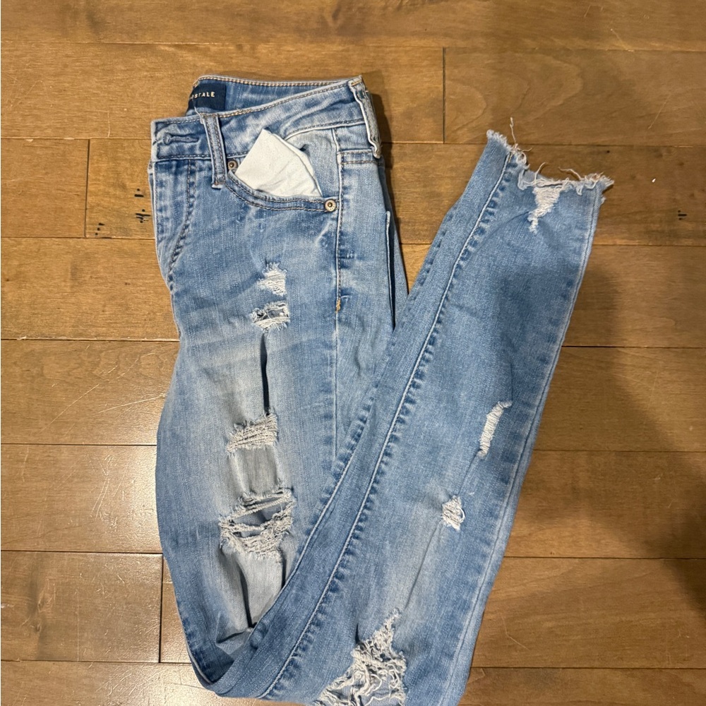 Aeropostale Ripped Light Blue Skinny Jeans